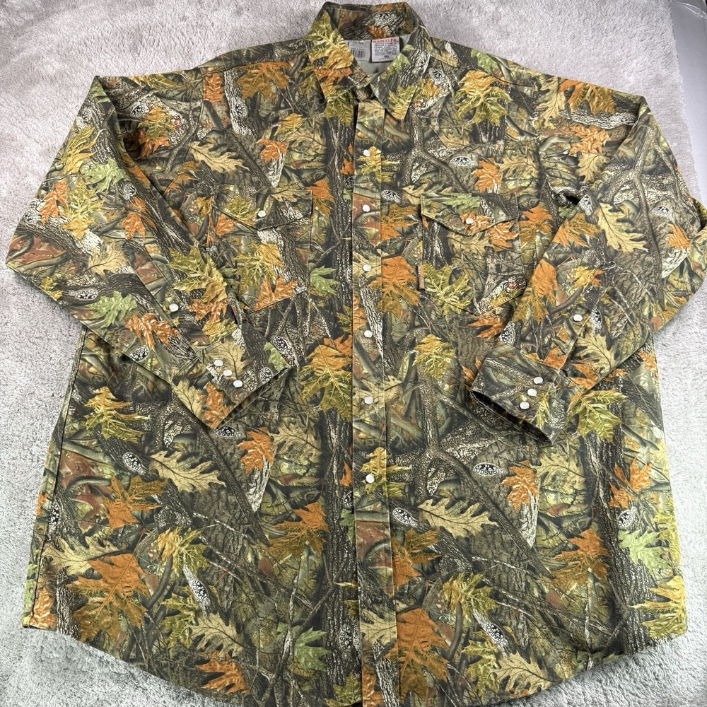 Rasco FR Mens 3XL Camo Flame Resistant Hunting Work Shirt Pearl Snap CN757